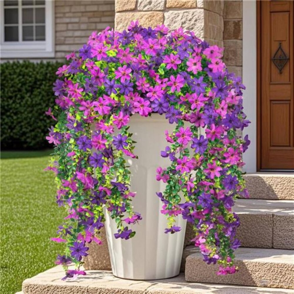 Artificial Hanging Flowers for Outdoor,2 PCS Faux Silk Flower Daisy Long Vines